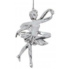 Χριστουγεννιάτικη Κρεμαστή Μπαλαρίνα, Ασημί (12cm)